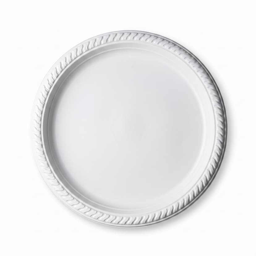צלחת חד פעמי גדולה לבנה 100 יח'