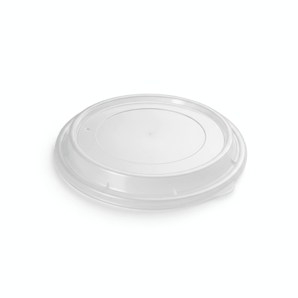 מכסה שקוף PP לקערת קראפט עגולה מתכלה 1100/1300 מ"ל קוטר 165 — כלי מתכלה על רקע לבן